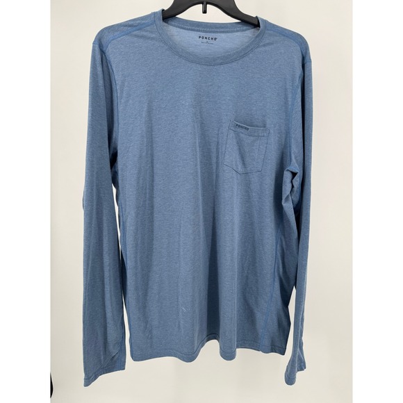 PONCHO T Shirt Long Sleeve Mens XL Blue Long Recycled Polyester Blend - Picture 1 of 11